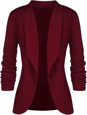 Women 3/4 Sleeve Blazer Casual Classic Open Front Cardigan Jacket Work Office Blazer Business Casual