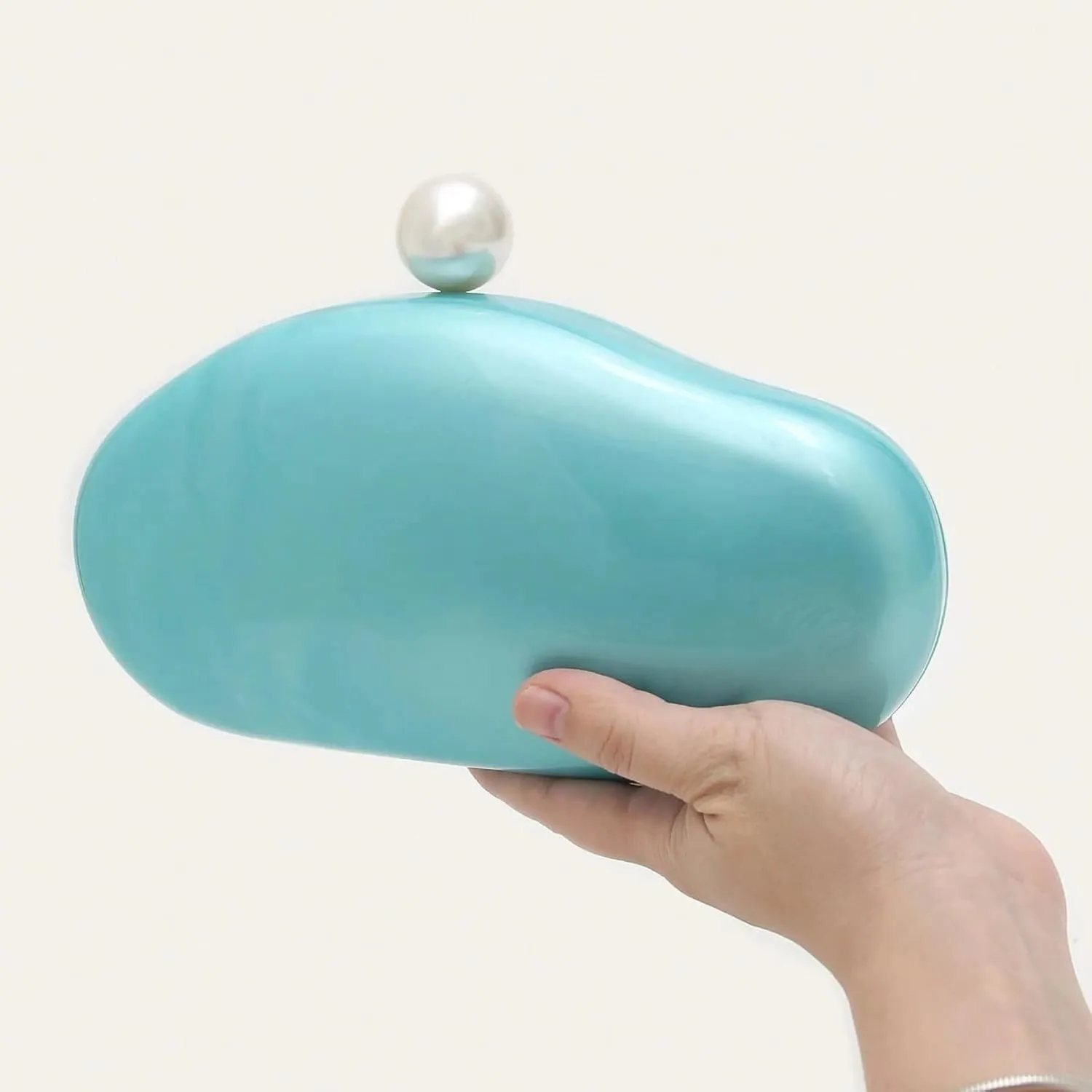 Women Acrylic Pearl Decor Clutch Bag Marble Evening Bag Elegant Shell Wallet for Wedding Party Prom