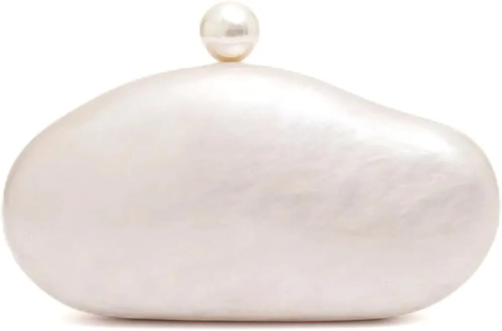 Women Acrylic Pearl Decor Clutch Bag Marble Evening Bag Elegant Shell Wallet for Wedding Party Prom