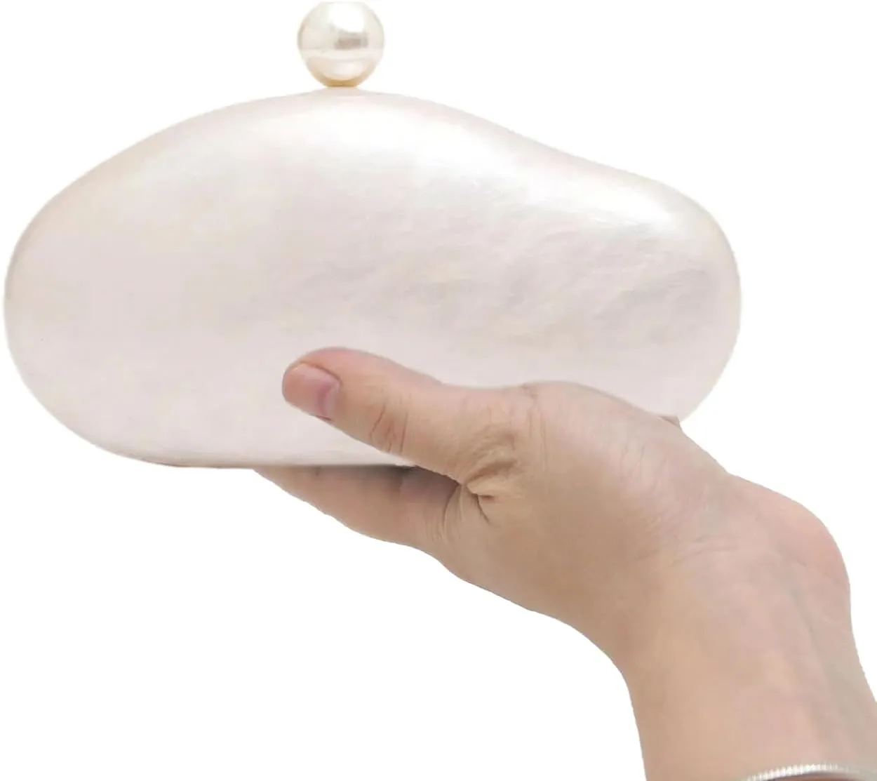 Women Acrylic Pearl Decor Clutch Bag Marble Evening Bag Elegant Shell Wallet for Wedding Party Prom