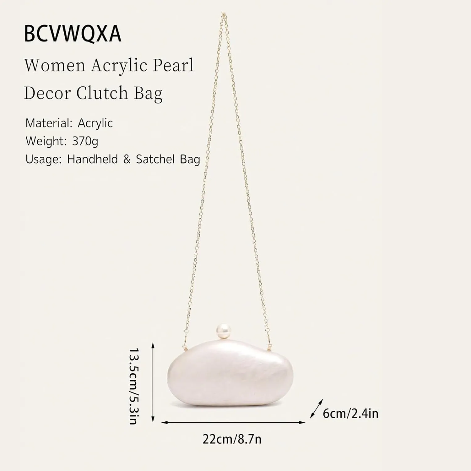 Women Acrylic Pearl Decor Clutch Bag Marble Evening Bag Elegant Shell Wallet for Wedding Party Prom