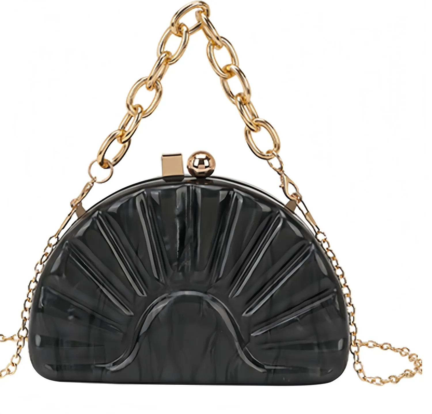 Women Acrylic Shell Shaped Evening Bag Marble Acrylic Evening Handbag for Wedding Prom Party