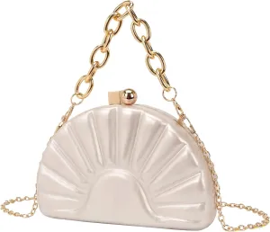 Women Acrylic Shell Shaped Evening Bag Marble Acrylic Evening Handbag for Wedding Prom Party