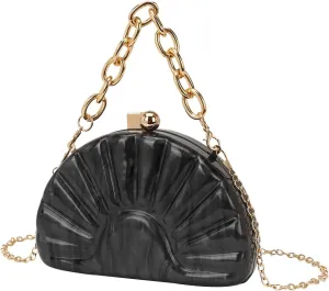 Women Acrylic Shell Shaped Evening Bag Marble Acrylic Evening Handbag for Wedding Prom Party