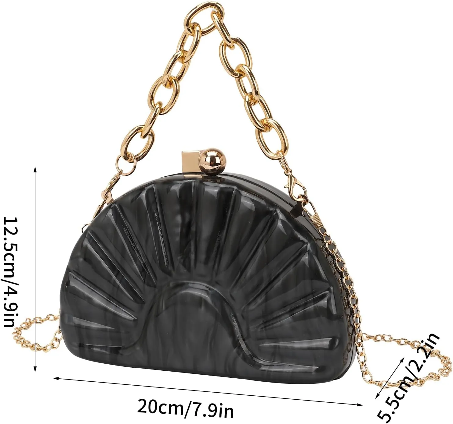 Women Acrylic Shell Shaped Evening Bag Marble Acrylic Evening Handbag for Wedding Prom Party