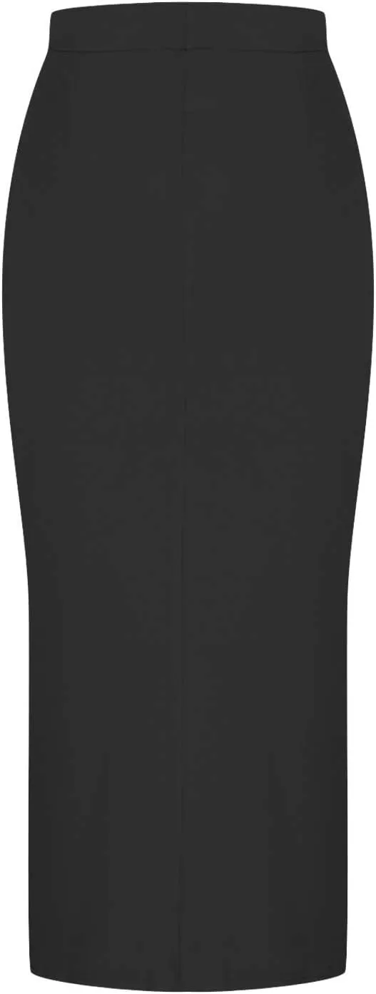 Women Elegant Side Slit Business Maxi Skirts High Waisted Stretch Bodycon Pencil Skirt Solid Color Work Office Dress