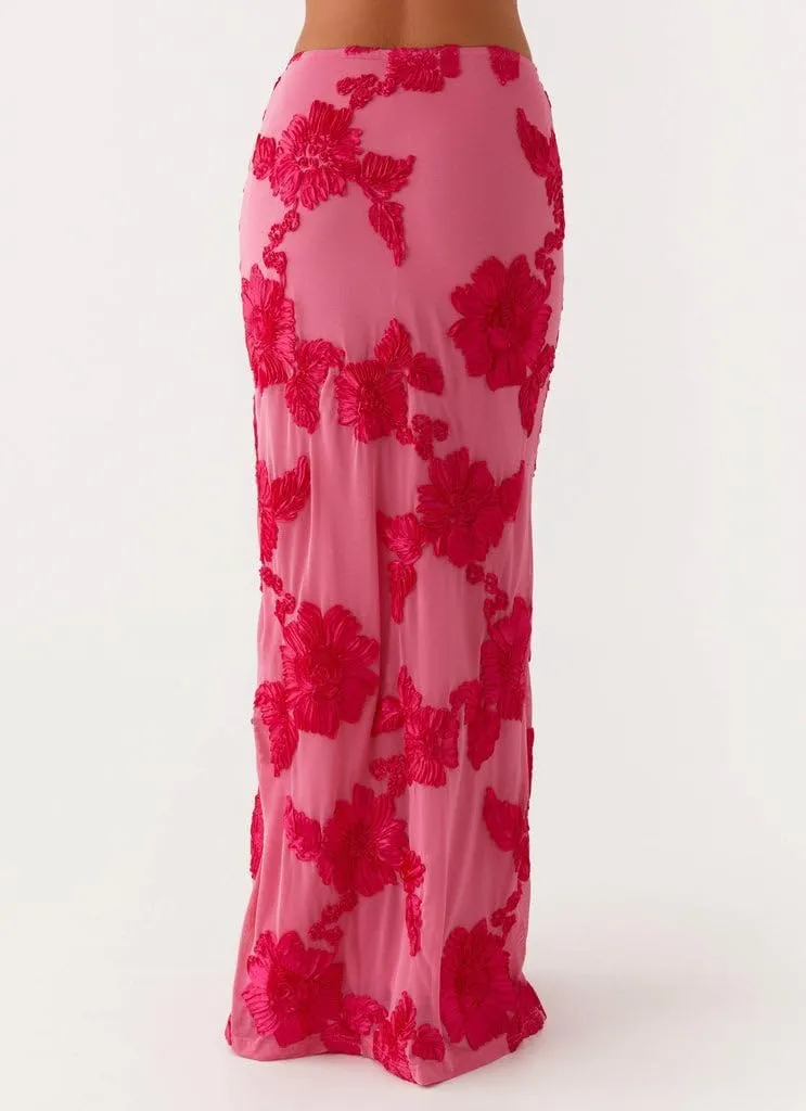 Women Embroidered Floral Long Skirt Y2K High Waist Floral Bodycon Maxi Skirt Beach Party Club Midi Skirt