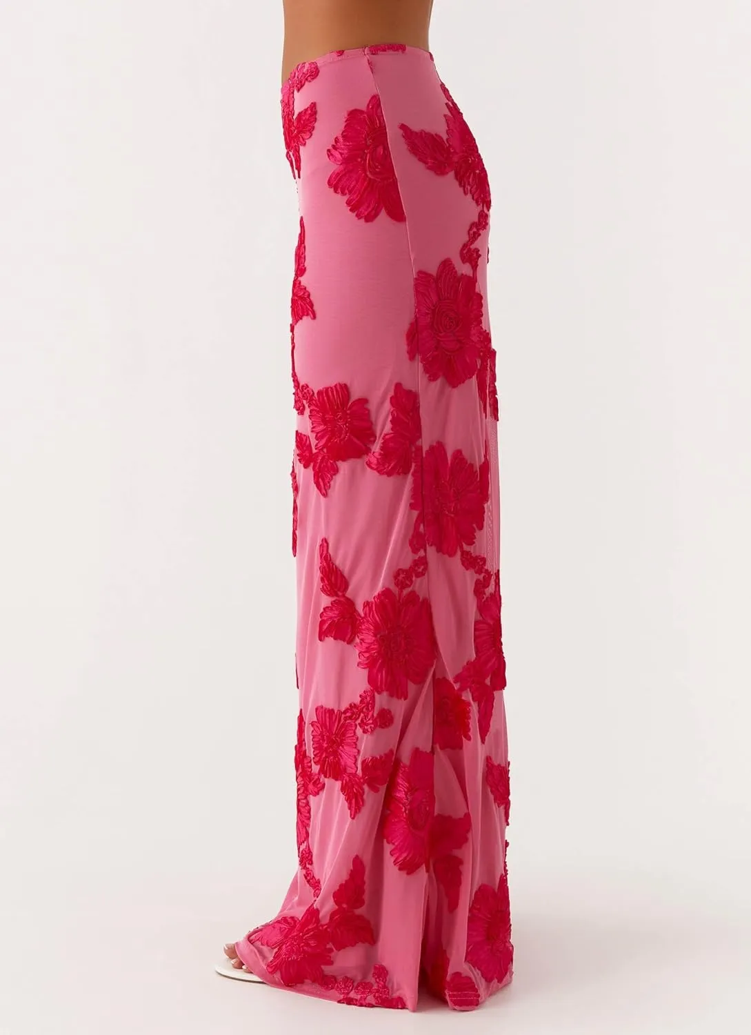 Women Embroidered Floral Long Skirt Y2K High Waist Floral Bodycon Maxi Skirt Beach Party Club Midi Skirt