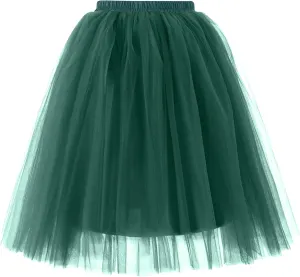 Women Lightweight Underskirts for Cosplay Tutu Skirt Tulle Elegant Elastic Ruffle Midi Skirt A-Line Party Petticoat