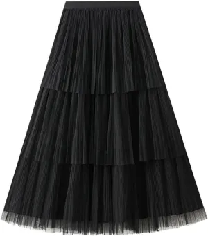 Women Mid Length Skirt Dance Party A Line High Waisted Bowknot Tulle Skirt Holiday Party Sweater Outfits for