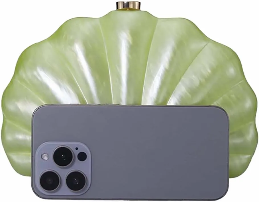 Women Pearl Acrylic Clutch Shell Pearl Clutch Shell Purse Chain Shoulder Bag Ladies Wedding Clutch Prom Evening Handag