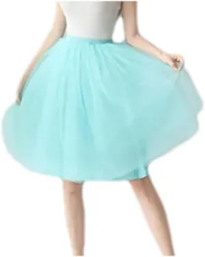 Women Pleated Skirt Sexy Midi Tulle Slight Strech High Waist Skirt