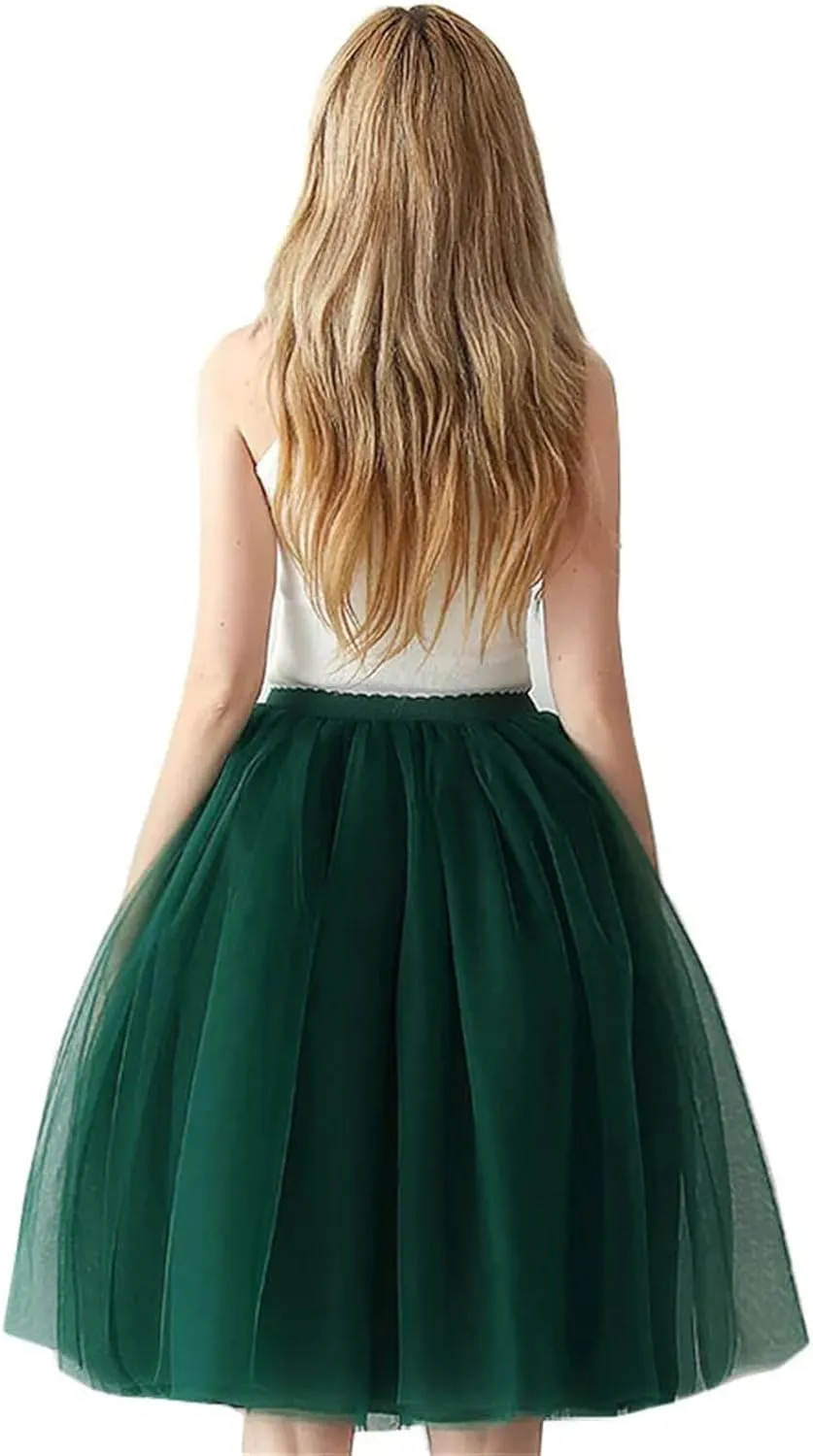 Women Pleated Skirt Sexy Midi Tulle Slight Strech High Waist Skirt