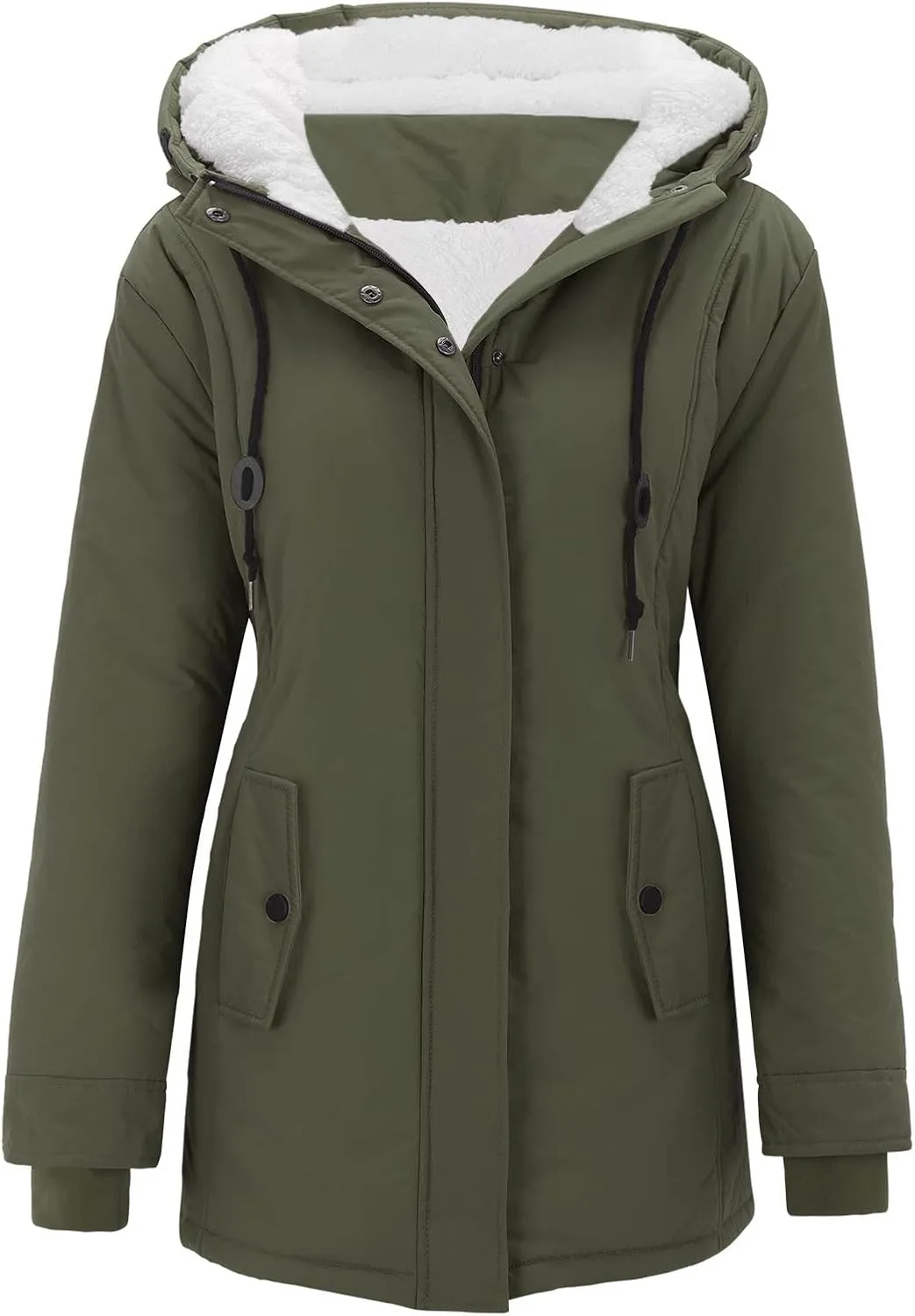 Women Plus Size Winter Overcoat Women's Jacket Thick Outwear Plush Lined Hooded Coat Warm Womens Fleece Plus Size