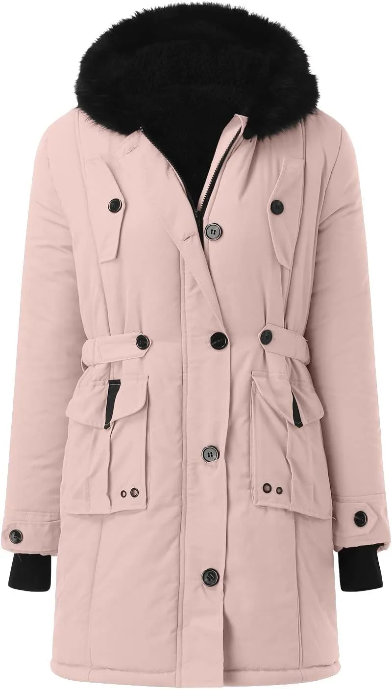 Women Plus Size Winter Overcoat Women's Jacket Thick Outwear Plush Lined Hooded Coat Warm Womens Fleece Plus Size