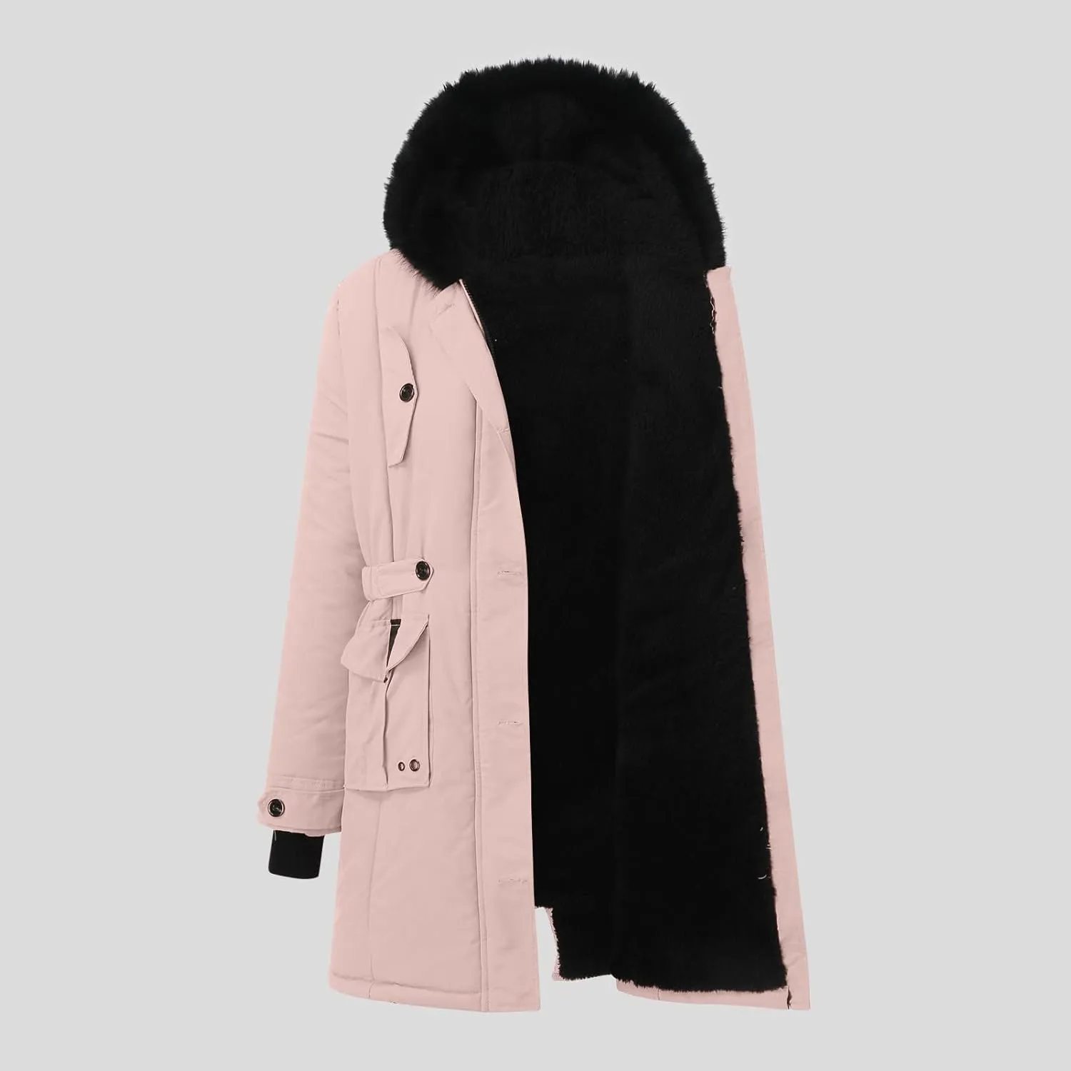 Women Plus Size Winter Overcoat Women's Jacket Thick Outwear Plush Lined Hooded Coat Warm Womens Fleece Plus Size
