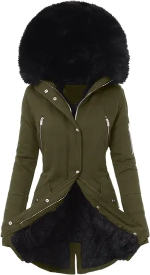 Women Plus Size Winter Overcoat Women's Jacket Thick Outwear Plush Lined Hooded Coat Warm Womens Fleece Plus Size
