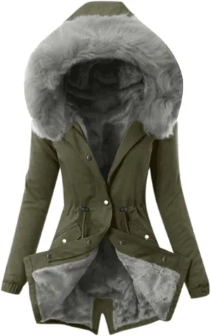 Women Plus Size Winter Overcoat Women's Jacket Thick Outwear Plush Lined Hooded Coat Warm Womens Fleece Plus Size
