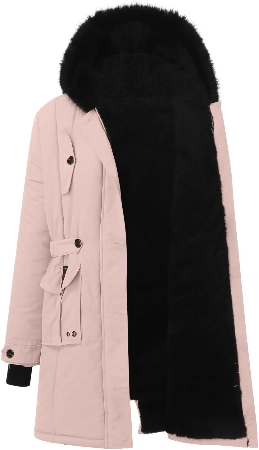 Women Plus Size Winter Overcoat Women's Jacket Thick Outwear Plush Lined Hooded Coat Warm Womens Fleece Plus Size