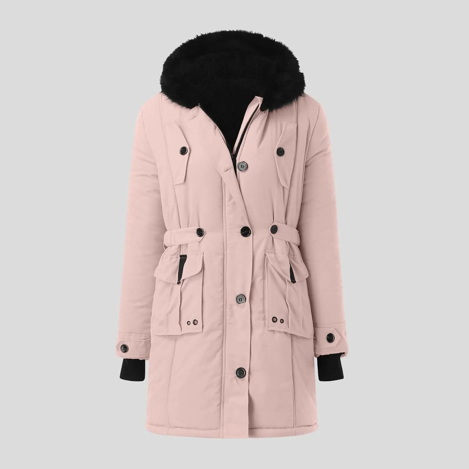 Women Plus Size Winter Overcoat Women's Jacket Thick Outwear Plush Lined Hooded Coat Warm Womens Fleece Plus Size