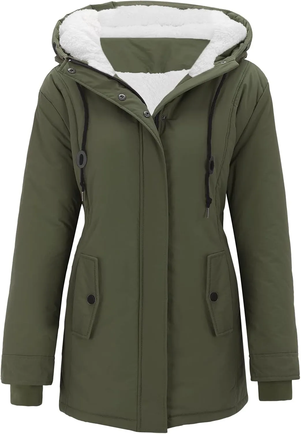 Women Plus Size Winter Overcoat Women's Jacket Thick Outwear Plush Lined Hooded Coat Warm Womens Fleece Plus Size