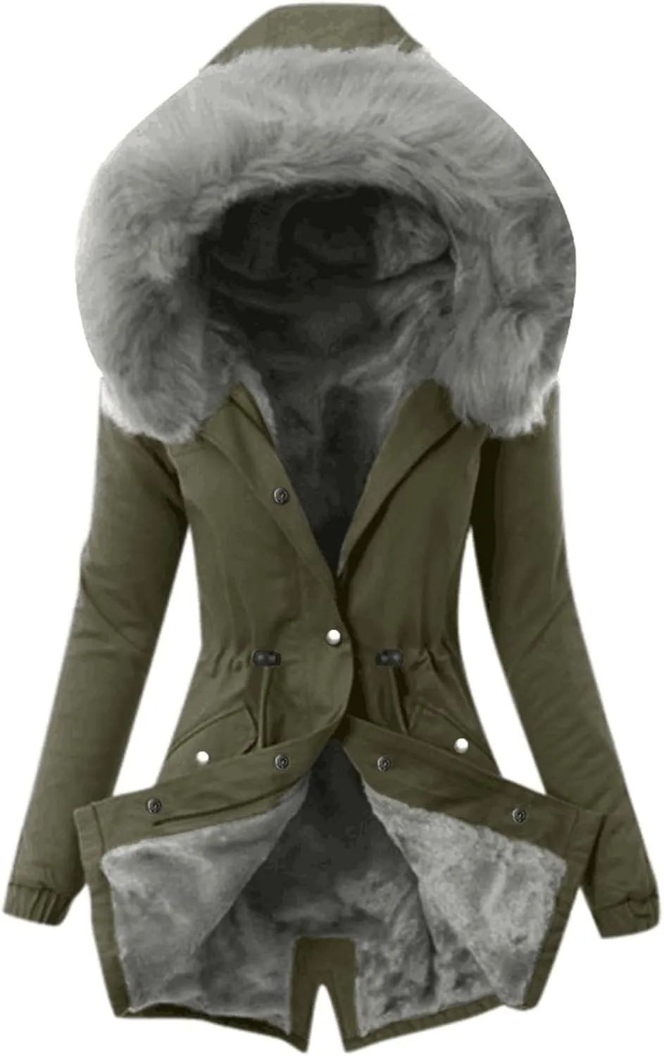 Women Plus Size Winter Overcoat Women's Jacket Thick Outwear Plush Lined Hooded Coat Warm Womens Fleece Plus Size