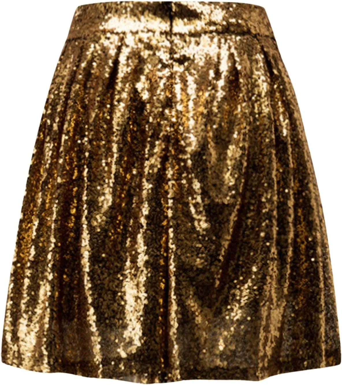 Women Sequin Pleated Midi Skirt Sparkly Cute High Waist Shiny Glitter Short Skirts Night Out Club Party Skirts