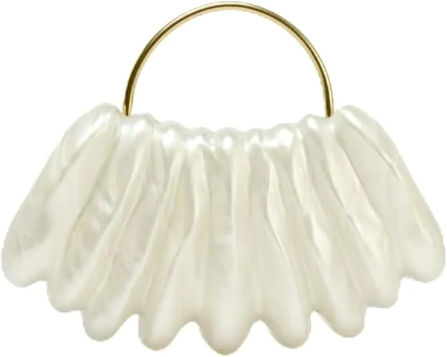 Women Shell Shaped Acrylic Evening Bag Elegant Marble Acrylic Clutch Bag for Wedding Prom Party