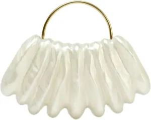 Women Shell Shaped Acrylic Evening Bag Elegant Marble Acrylic Clutch Bag for Wedding Prom Party