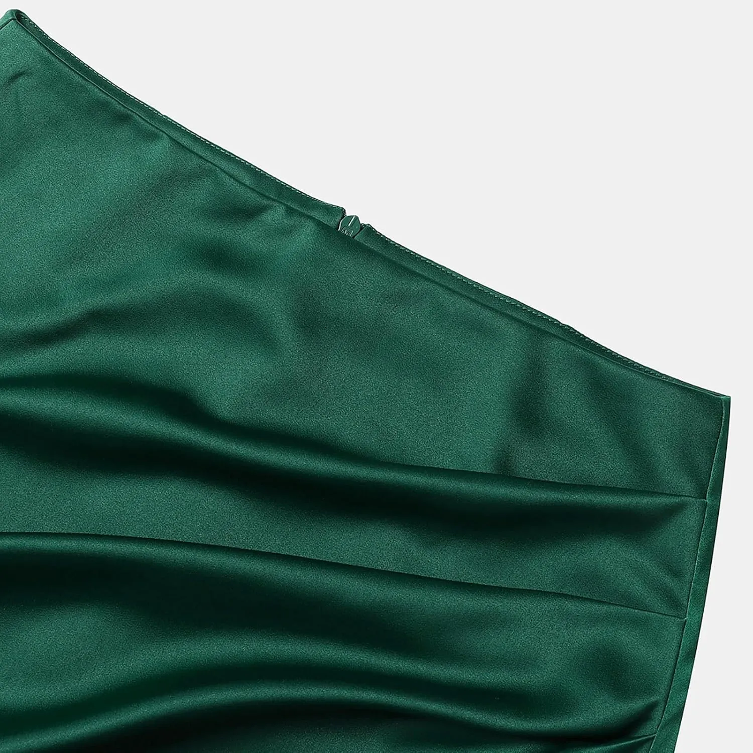 Women Silk Satin Maxi Skirt Trendy Asymmetrical Split Slit Ruched Bodycon Midi Skirt Elegant Party A-Line Wrap Skirt