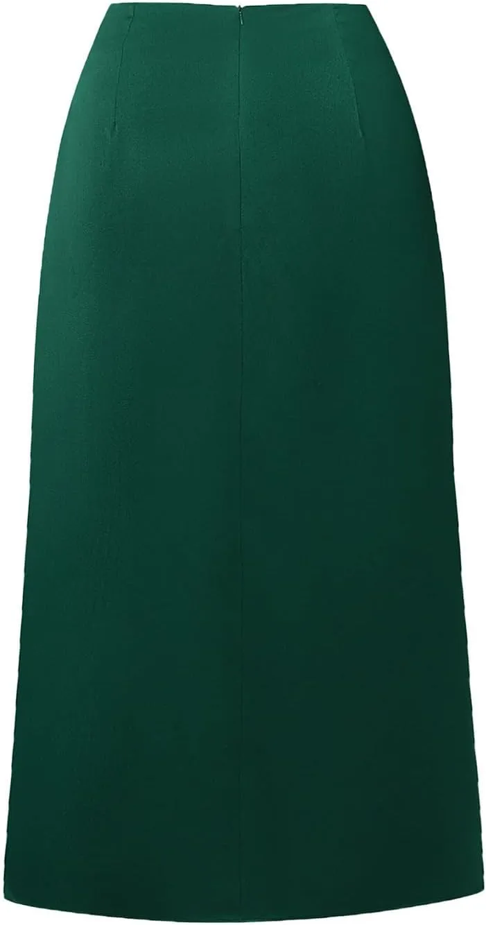 Women Silk Satin Maxi Skirt Trendy Asymmetrical Split Slit Ruched Bodycon Midi Skirt Elegant Party A-Line Wrap Skirt