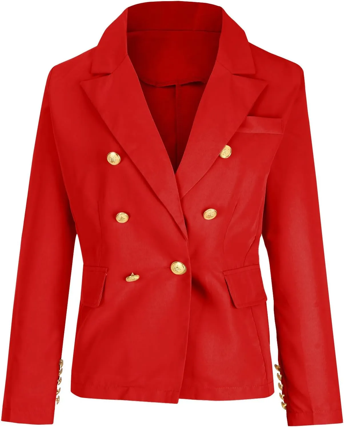 Women's Blazer Gold Casual Button Long Sleeve Work 0ffice Blazer Lightweight Open Front Lapel Jackets Trendy Clothes