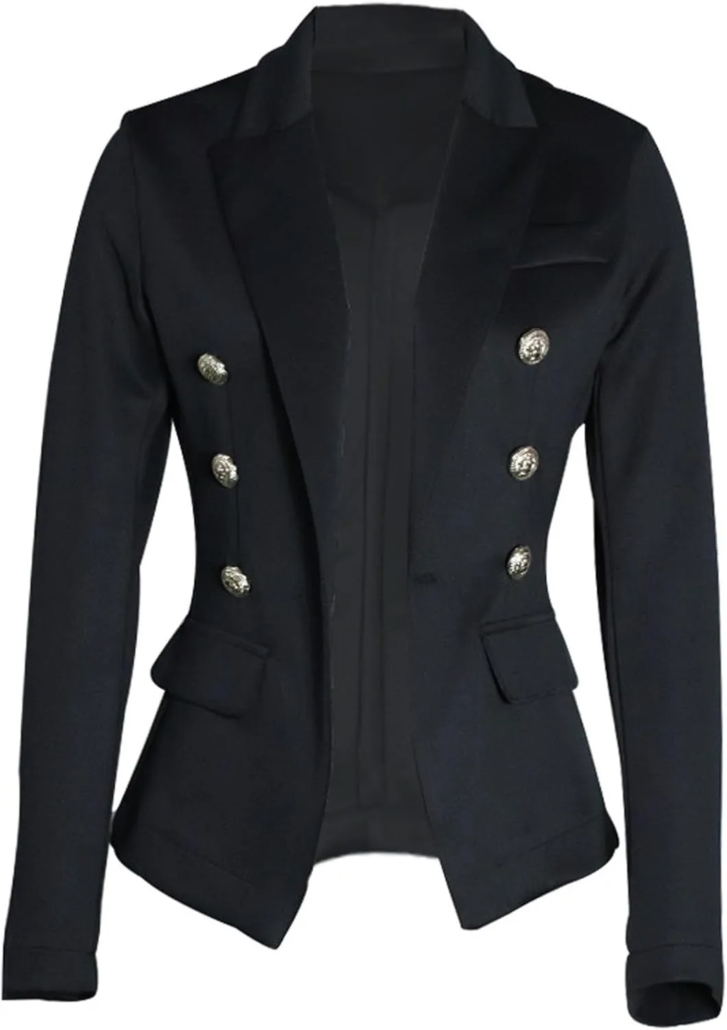 Women's Blazer Gold Casual Button Long Sleeve Work 0ffice Blazer Lightweight Open Front Lapel Jackets Trendy Clothes