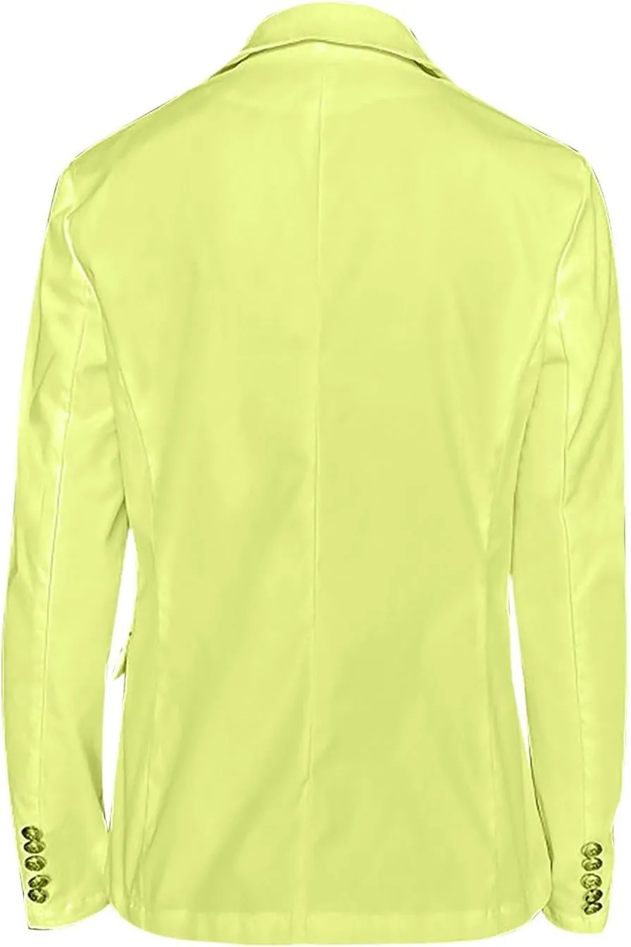 Women's Blazer Gold Casual Button Long Sleeve Work 0ffice Blazer Lightweight Open Front Lapel Jackets Trendy Clothes