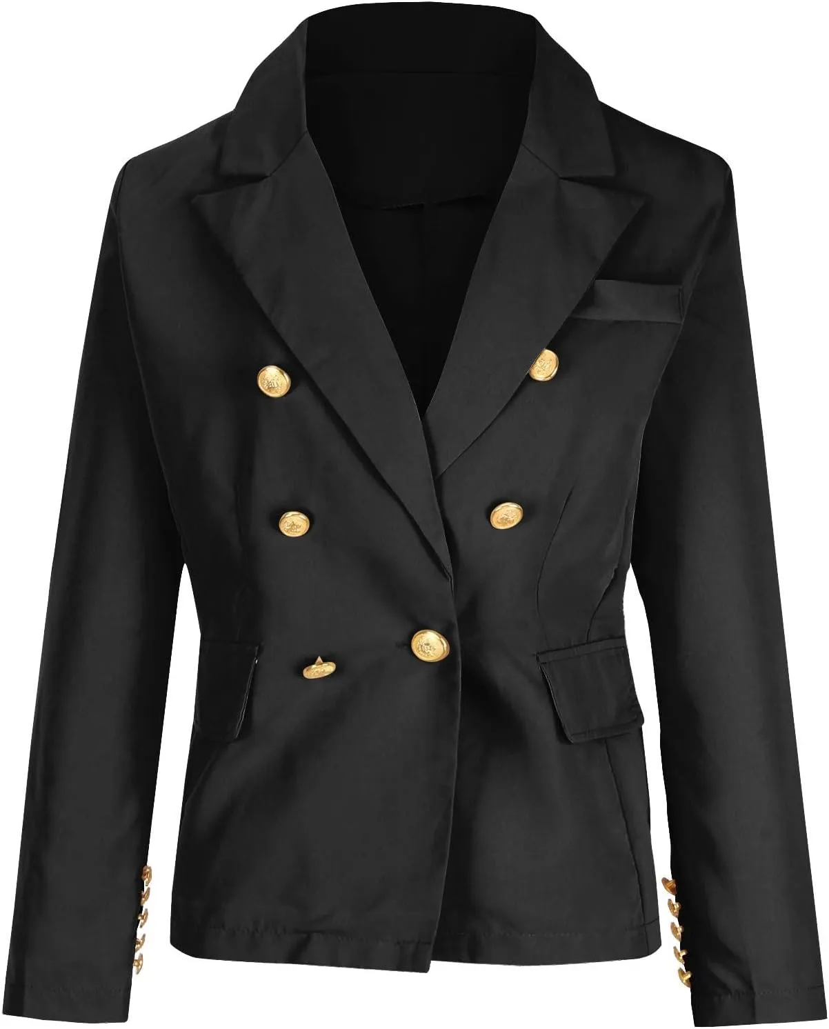 Women's Blazer Gold Casual Button Long Sleeve Work 0ffice Blazer Lightweight Open Front Lapel Jackets Trendy Clothes