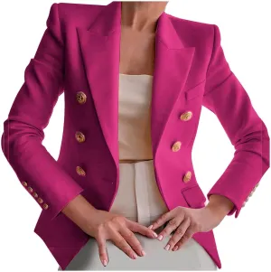 Women's Blazer Gold Casual Button Long Sleeve Work 0ffice Blazer Lightweight Open Front Lapel Jackets Trendy Clothes
