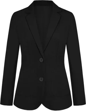 Women's Blazer Jackets Business 2-Button Open Front Long Sleeve Notch Collar Office Work Pocket Blazers