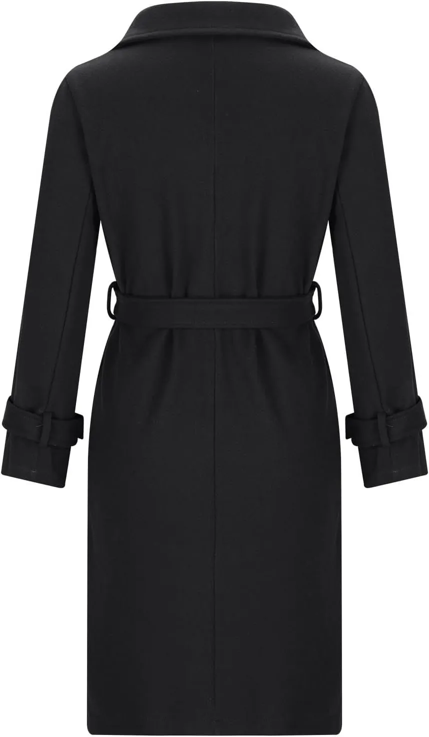 Womens Blazers Lapel Collar Trench Coat Winter Woolen Clothes Coat Trench Jacket Long Overcoat Outwear