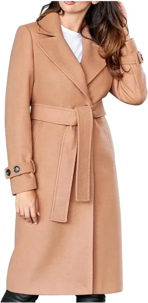 Womens Blazers Lapel Collar Trench Coat Winter Woolen Clothes Coat Trench Jacket Long Overcoat Outwear