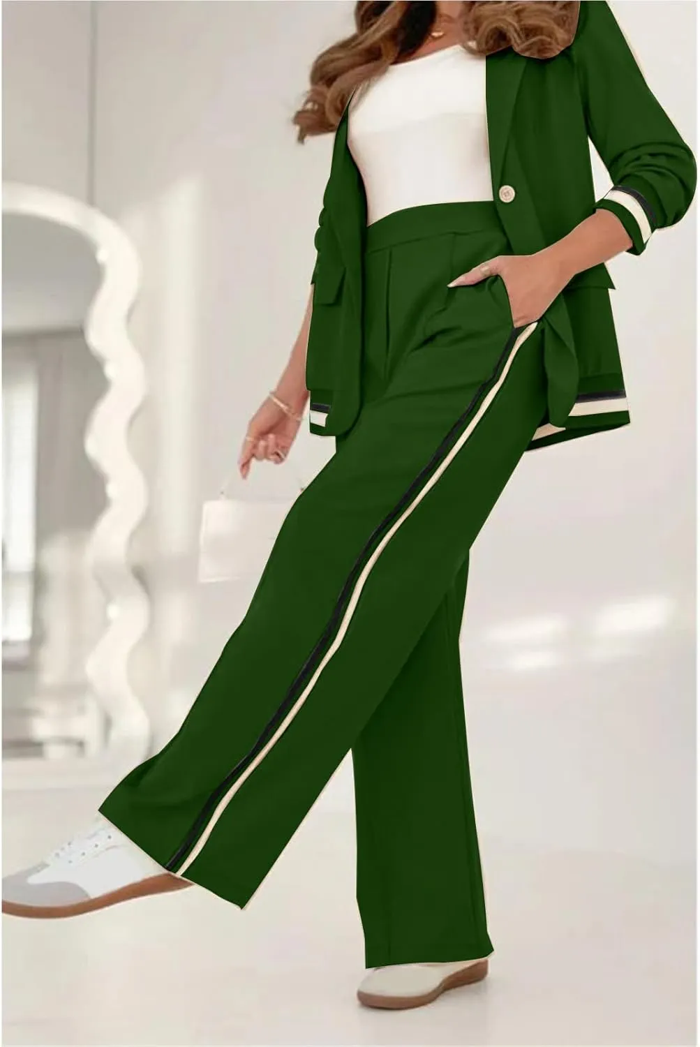 Women's Business Blazer Pant Suit Set for Work Office Two Piece Sets Pants Suits Professional Blazer Pantsuits Set
