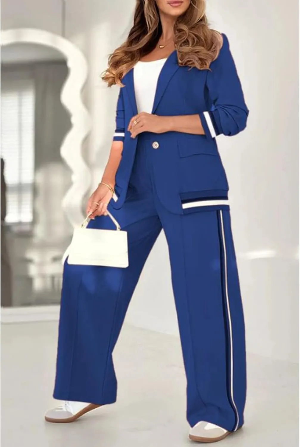 Women's Business Blazer Pant Suit Set for Work Office Two Piece Sets Pants Suits Professional Blazer Pantsuits Set