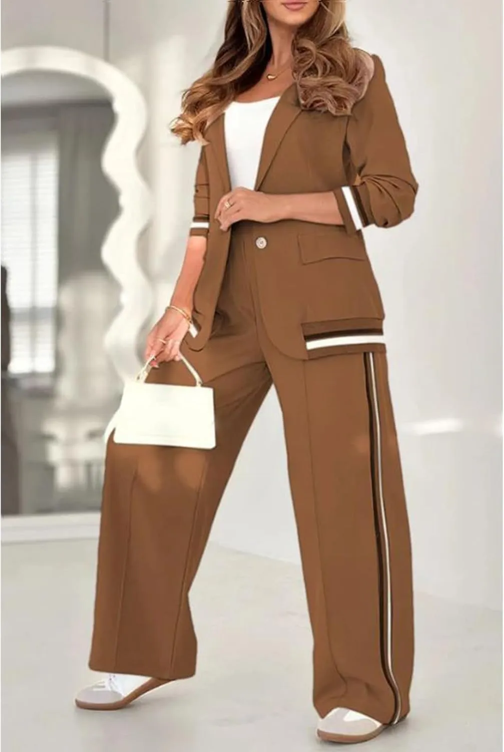 Women's Business Blazer Pant Suit Set for Work Office Two Piece Sets Pants Suits Professional Blazer Pantsuits Set