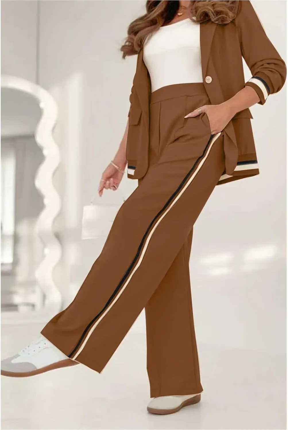 Women's Business Blazer Pant Suit Set for Work Office Two Piece Sets Pants Suits Professional Blazer Pantsuits Set