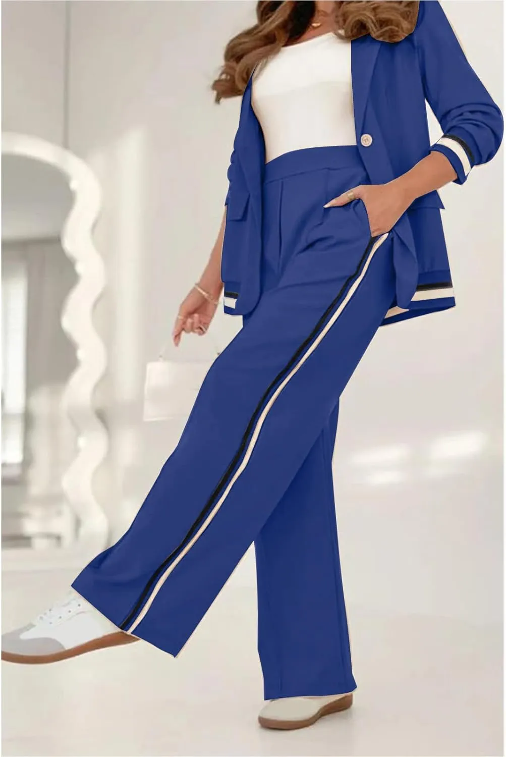Women's Business Blazer Pant Suit Set for Work Office Two Piece Sets Pants Suits Professional Blazer Pantsuits Set
