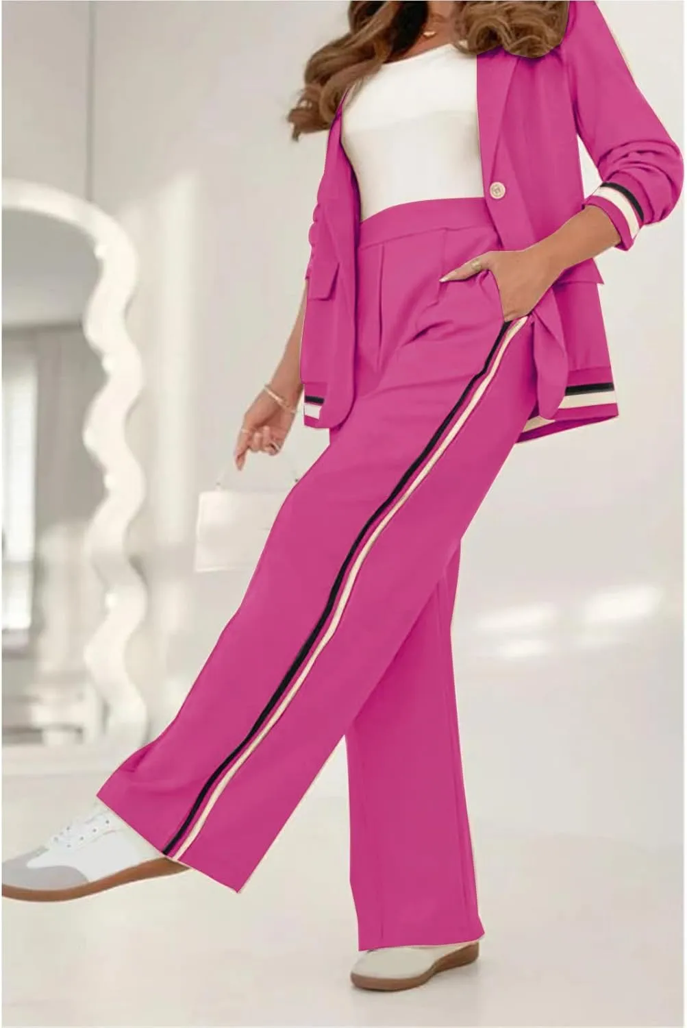 Women's Business Blazer Pant Suit Set for Work Office Two Piece Sets Pants Suits Professional Blazer Pantsuits Set