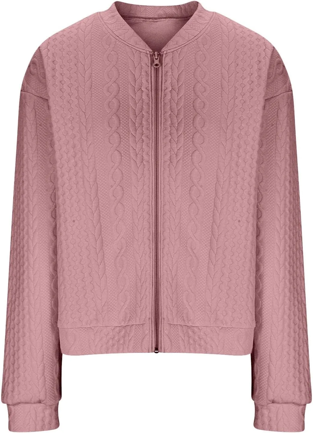 Women's Cardigan Zip Up Cable Knit Long Sleeve Trendy Y2K Sweater Jacket Crewneck Casual Teen Girls Coat 2024 Fall