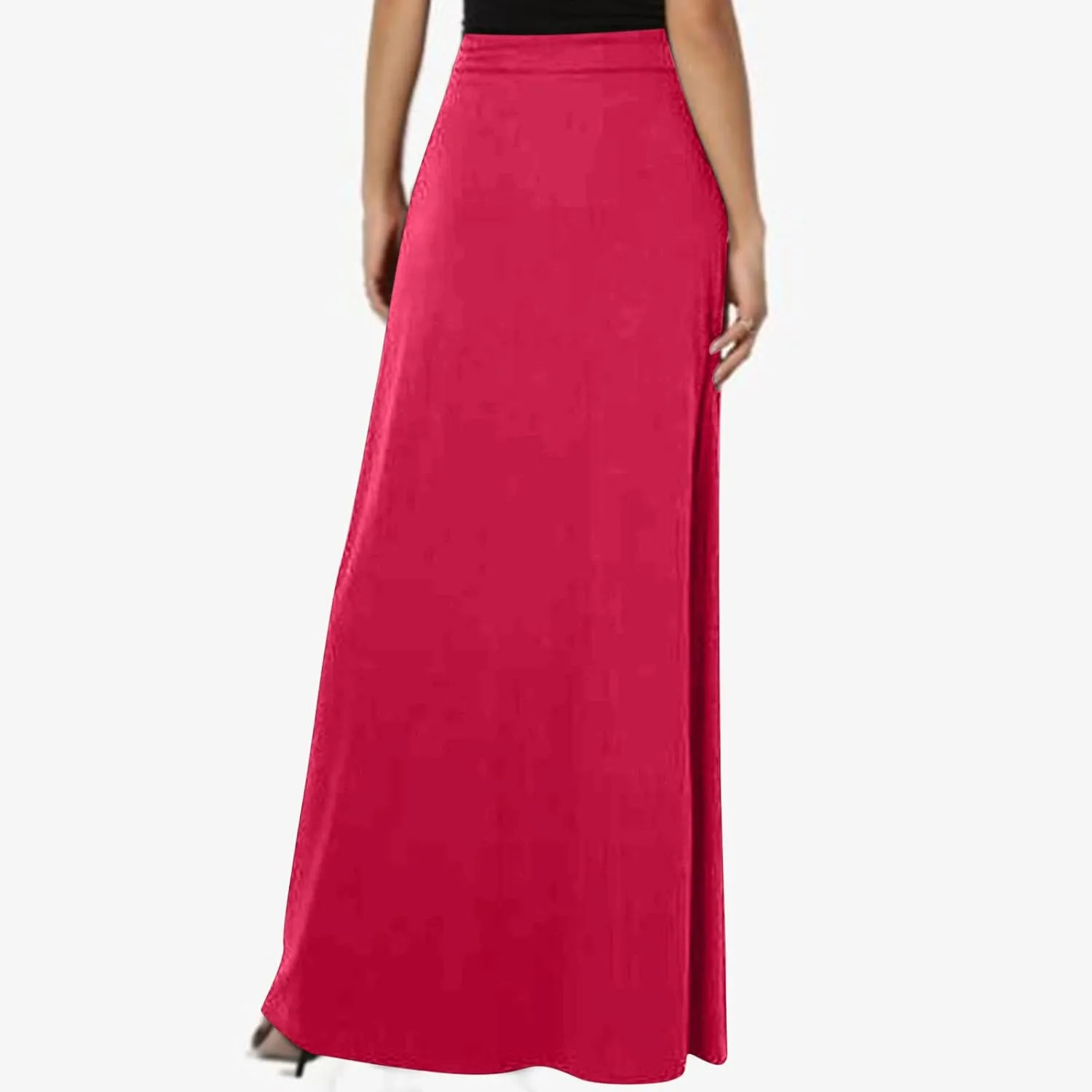 Women's Casual Flared Maxi Skirts Drawstring High Waist A Line Long Skirts Casual Slim Fit Pencil Skirt with Pockets
