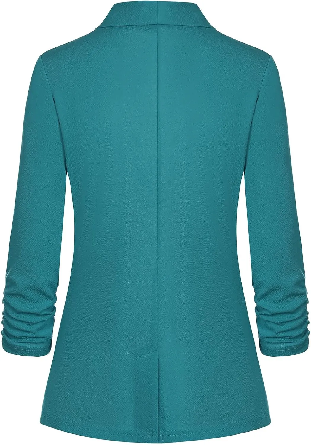 Women's Casual Open Front Blazers Shawl Lapel Ruched 3/4 Sleeve Office Lightweight Blazer Jackets with Pockets