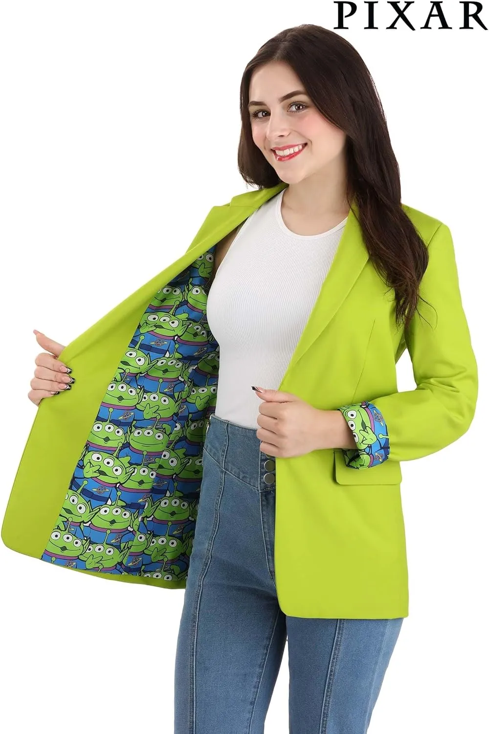Women's Disney Pixar Toy Story Aliens Blazer | Fully Lined Blazer with Satin Alien Graphics & Embroidered Details