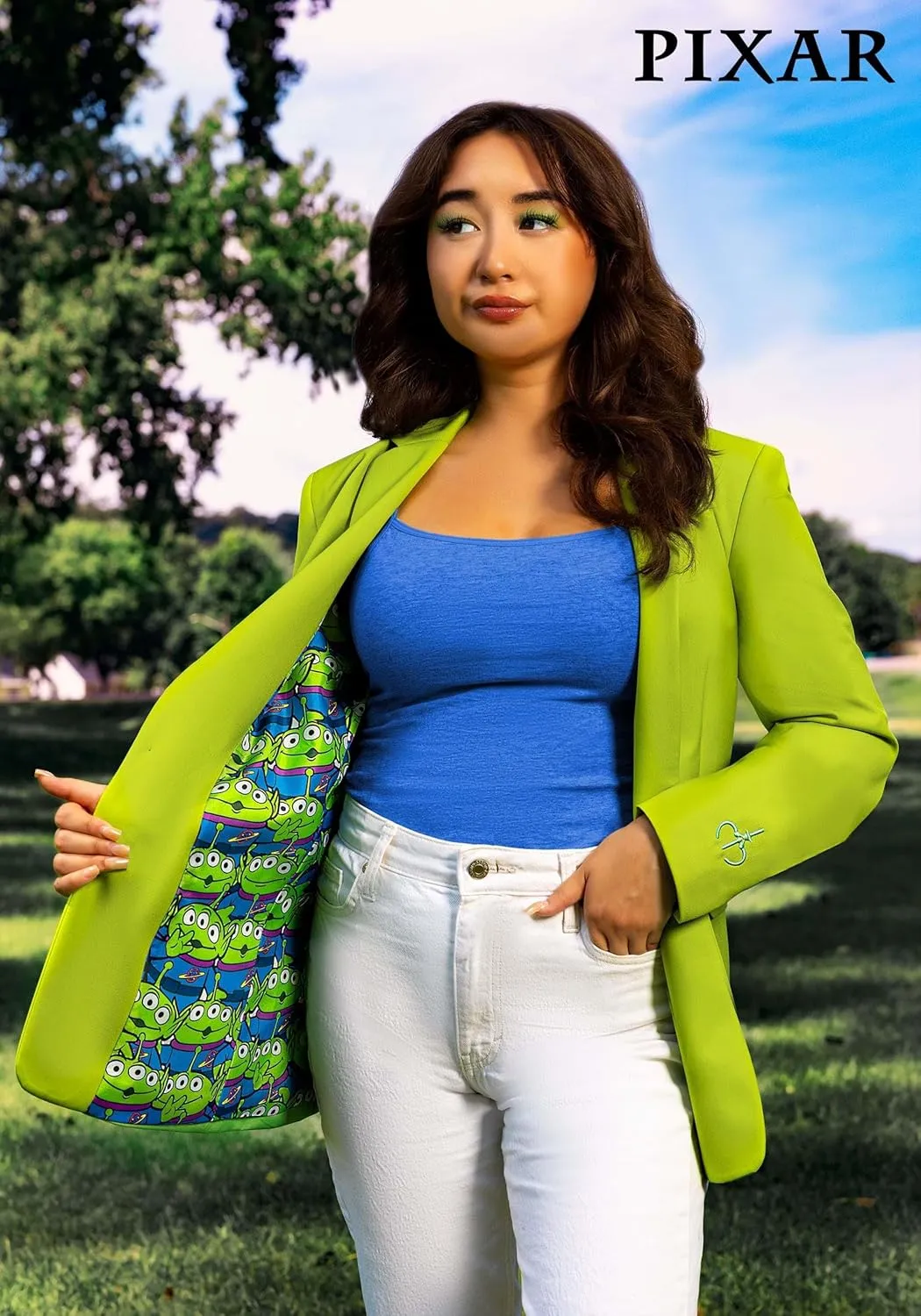 Women's Disney Pixar Toy Story Aliens Blazer | Fully Lined Blazer with Satin Alien Graphics & Embroidered Details